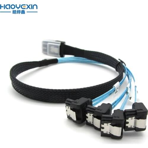 HYX MiniSAS to SATA Adapter Converter,Mini SAS SFF 8087 Controller 6gb to 4xSATA Forward Breakout Cable,SFF-8087 90 degrees