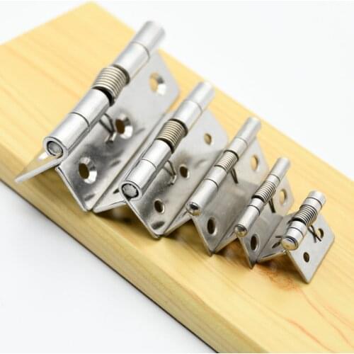 304 Stainless Steel Spring Hinges Silver Furniture Hinges Wooden Case Box Hinges Self-closed Cabinet Door Hinge 3inch