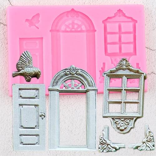 DIY Wedding Cake Decorating Tools Window Door Border Silicone Molds Birds Cupcake Topper Fondant Candy Chocolate Gumpaste Moulds