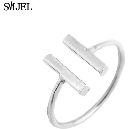 SMJEL 10 PCS-R115 Wholesale hot Sale Cute Unique Double Bar Adjustable Rings For Women Jewelry Gifts
