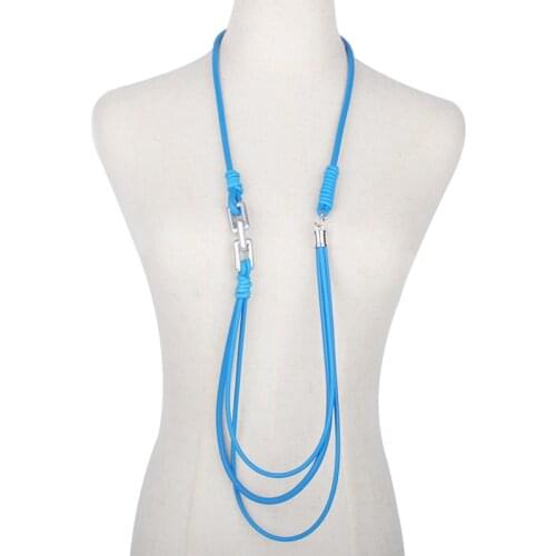 YD&YDBZ New Metal Long Necklace For Women Simple Multilayer Blue Rubber Statement Necklaces Street Wear Match Minimalist Jewelry