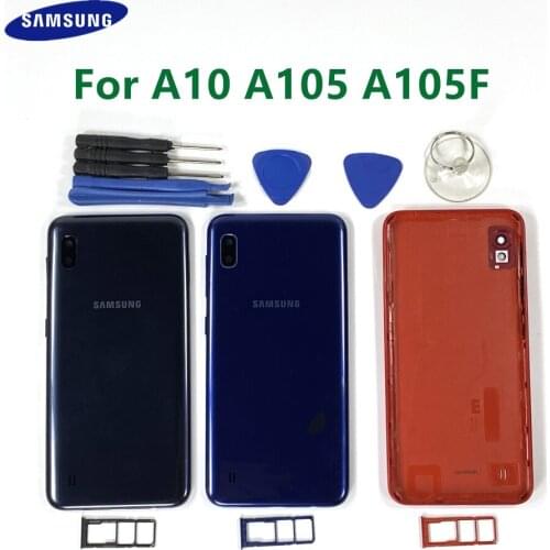 Housing Back Cover For Samsung Galaxy A10 A105 A105F Plastic Battery Rear Door Case SIM Card Tray Replacement + Tools