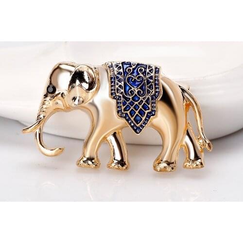 New Arrival Drop Oil Elephant Animal Shape Crystal Brooches Mental Brooch Pins for Girls Women Party Jewelry Gifts