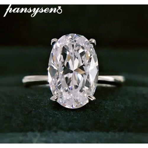 PANSYSEN 100% 925 Sterling Silver Oval Created Moissanite Gemstone Wedding Diamond Rings for Couples 18k White Gold Fine Jewelry