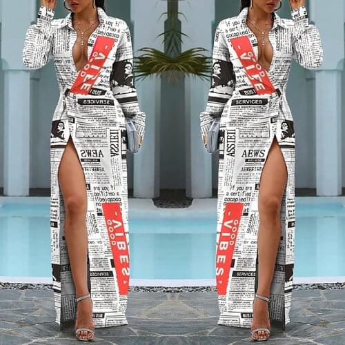 2021 Summer Long Sleeve Shirt Dress Women V Neck Print Blue Loose Beach Sexy Party Casual Green Dresses