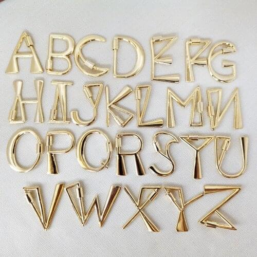 10PCS A-Z Alphabet Letters Initial Pendant,Link Connector, Link Chain Clasp Carabiner Lock Charm For Necklace Bracelet Making