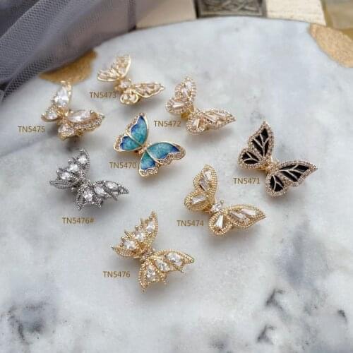 10pcs Flying Shaking Butterfly Zircon Alloy Nail Art Crystals Rhinestone Decorations Charms Jewelry Nails Accessories Supplies