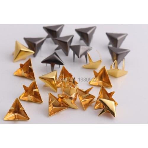 100pcs /lot 10*9mm black and gold color metal Rivet Spike Bag garment rivets Leather Craft Decoration