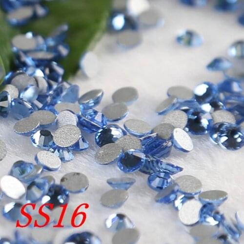 SS16 1440PCS light sapphire strass nails art Crystal Glass Rhinestones non hot fix crystal rhinestones