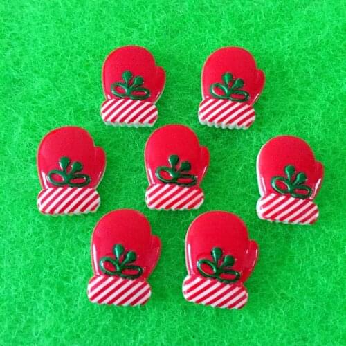 20pcs 15*20mm Kawaii Red X'mas long gloves Christmas Resin Flatback Flat Back Scrapbooking,Christams Cabochons embellishments