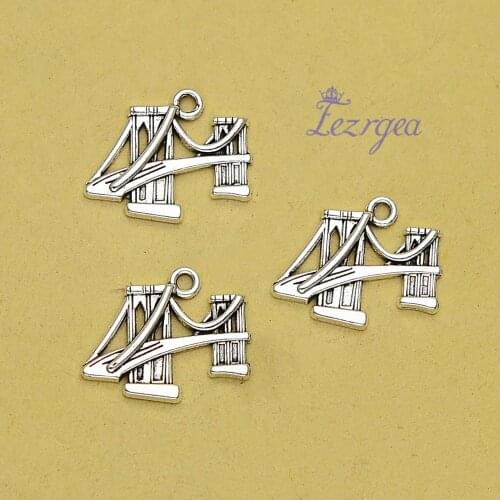 20pcs/lot--17x20mm, Antique silver plated Bridge Travel camping highway charms,DIY necklace supplies,Jewelry accessories