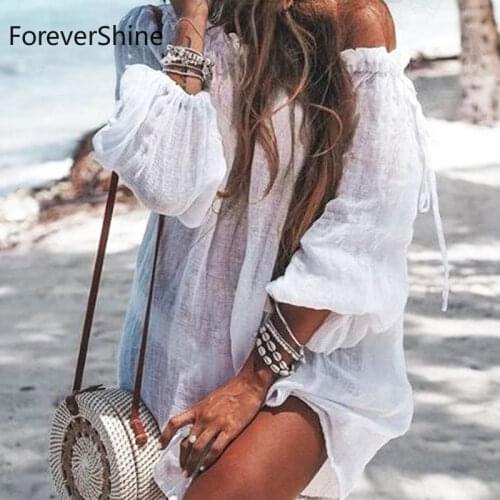 2019 Summer Women Beach Wear Cover-ups White Cotton Tunic Bikini Wrap Skirt Swimsuit Cover Up Bath Dress Sarong plage pareo