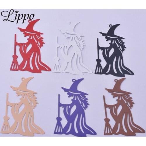 30pcs AA3594 33*50mm Halloween Jelwery Accessories Witch Charms Sorceress Pendant Large Earring Findings