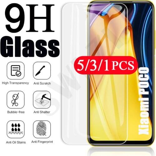 5-1Pcs for Xiaomi POCO X3 pro Glass M3 M2 F3 GT F2 redmi note 8 2021 9 10 pro Max 9T 9s 10s tempered glass screen protector Film