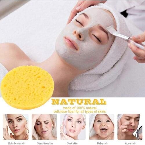 5pcs Natural Wood Pulp Face Care Cleansing Sponge Cellulose Compress Removing Makeup Washing Tool Round Puff Cosmetic Facia E7D4