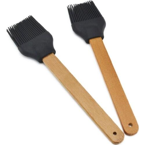 8'' 20cm Barbecue Tool Silicone Oil Brush Grill BBQ Basting Brush Wood Handle Kitchen Cooking Pastry Bread Butter Cream Gadget