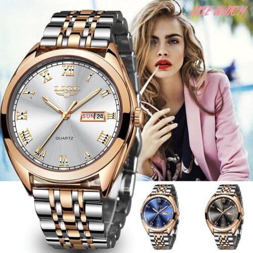 LIGE New Rose Gold Women Watch Business Quartz Watch Ladies Top Brand Luxury Female Wrist Watch Girl Clock Relogio Feminin+Box