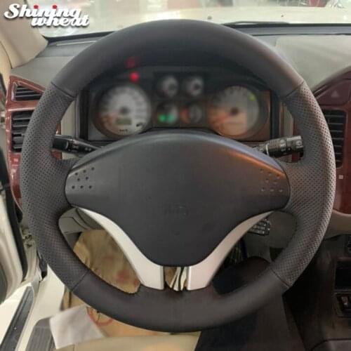 Shining wheat Black Leather Steering Wheel Cover for Mitsubishi Pajero 2008-2011 V73 2011 L200