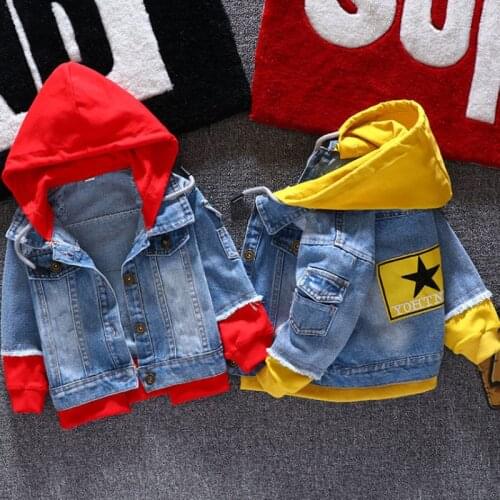 Childrens Denim Coats Spring Autumn Clothes Long Sleeve Baby Boys Girls Jackets Hooded Coats Denim Jackets for 1 2 3 4 5 6 Year