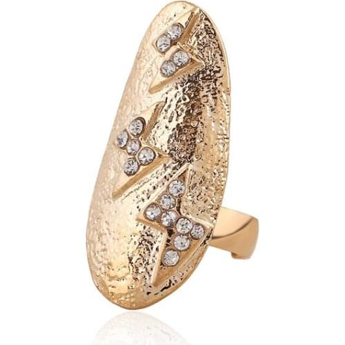 European Fashion Resizable Creative Lightning Alloy Finger Rings With Rhinestone
