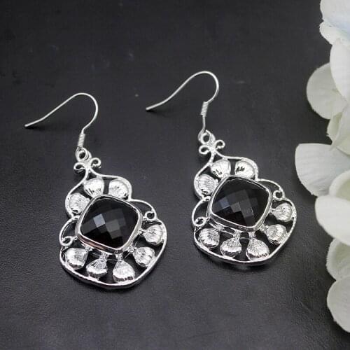 Hermosa Wonderful Shiny Natural Purple Amethystt Silver Color Earrings For Women Fashion Jewelry 2 Inch ME062