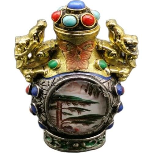 China Old National Style Old Tibetan Silver Snuff Bottle