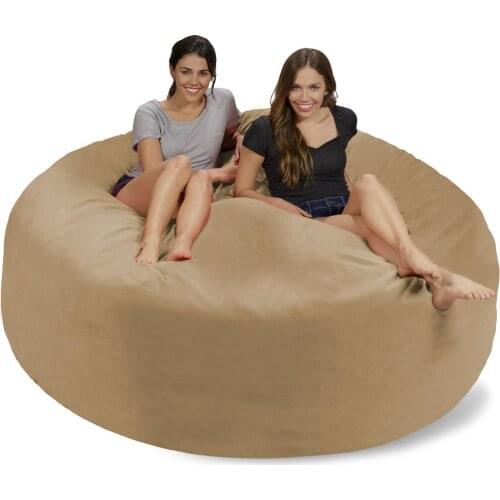 7FT Bean Bag Chair with Microsuede Cover Black, Machine Washable Big Size Sofa and Giant Lounger Furniture