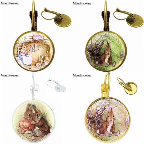 For Girls Best Gift Glass Bronze/Silver/Golden Clip Ear Hook Drop Earrings Glass Jewelry Bijouterie Benjamin Bunny