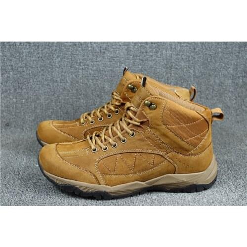 Men brand outdoor hiking boots mens cowhide leather slip-resistant wearable walking trekking Climbing working boots