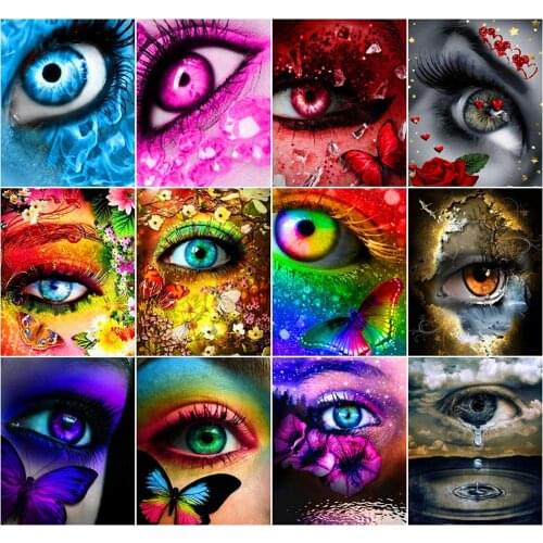 AZQSD DIY Painting By Number Canvas Kits Girl Eyes Handpainted Gift Coloring By Numbers Flowers Home Living Room Art Craft