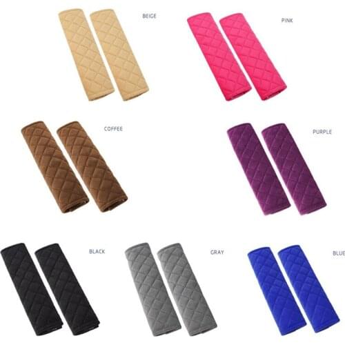 [Comfortable] 20Pairs Car seat belt cover long shoulder pad Plush Colth auto interior decoration accessories 2 fabrics 6 colors