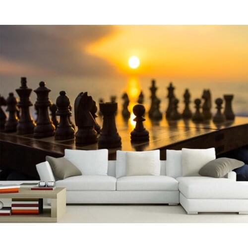 Papel de parede Chess Sunrises and sunsets Sun photo wallpaper,living room TV sofa wall bedroom kitchen restaurant bar 3d murals