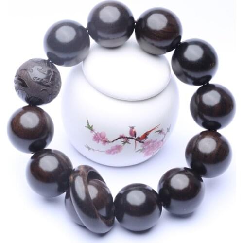 Natural Ebony Buddha Beads Buddhist Prayer Bracelet 20mm Bracelet Men’s Meditation Jewelry Common to all denominations, for men