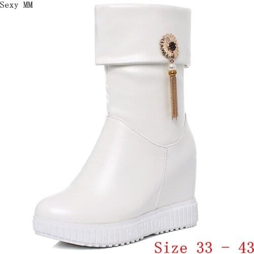 Platform Shoes Women Wedges Ankle Boots Height Increasing Wedge Short Boots High Heel Shoes Plus Size 33 - 40 41 42 43