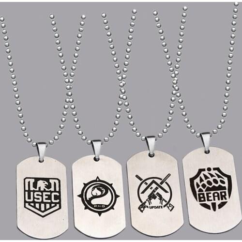 Game Escape From Tarkov Necklaces Stainless Steel Pendant Bead Chain Necklace Men and Women BEAR USEC Necklace Jewelry Gift