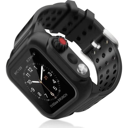 Sport Waterproof PC Case for Apple Watch SE Series 6 5 4 3 40mm/42/38/44mm Screen Protector Impact Resistant Cover Silicone Band