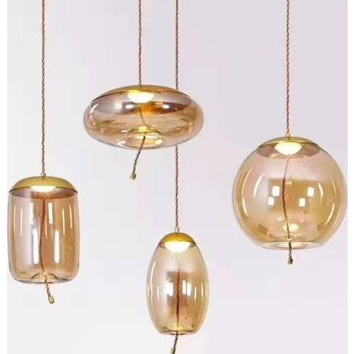 Nordic style glass restaurant pendant lighting simple bar dining room lamp industrial style pendant lighting pendant light glass