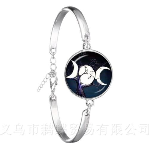 Triple Moon Goddess Wicca Pentagram Magic Amulet Talisman Women Bracelet Tibetan Vintage Jewelry Gift For Family Talisman