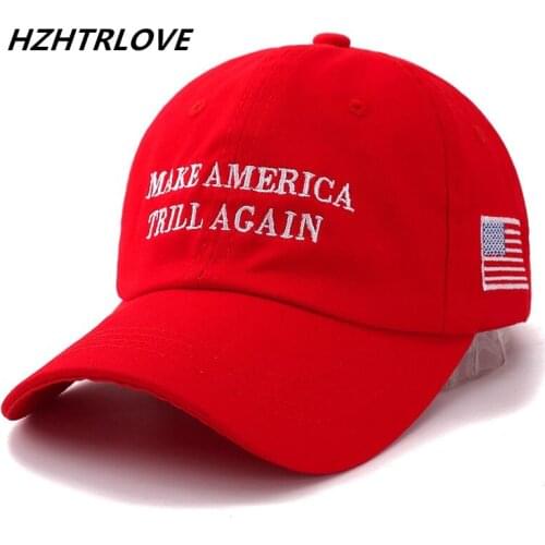 High Quality Letter MAKE AMERICA TRILL AGAIN Snapback Cap Cotton Baseball Cap For Men Women Adjustable Hip Hop Dad Hat Bone