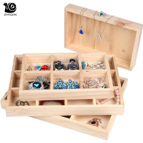 High Quality Wood Jewelry Display Case Tray Holder Jewelry Storage Jewelry Organizer Bracelet Ring Necklace Earring Storage Box