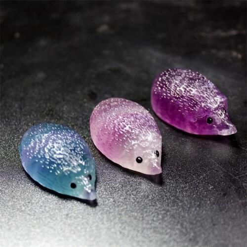 1Pcs 100% Natural Quartz Crystal Carved Fluorite Hedgehog Stone Healing Treatment Stone Craft Home Table Decoration