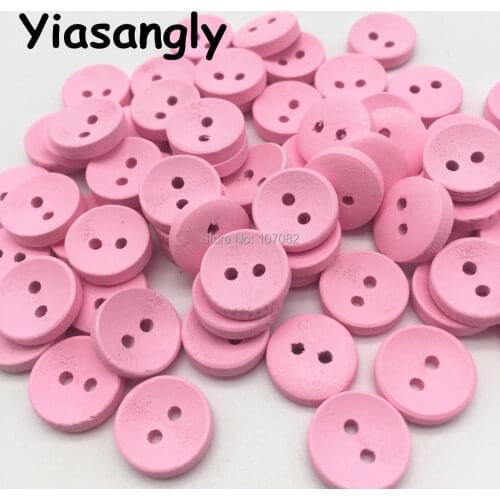 100pcs 12.5mm Pink Wood Round Buttons Embellishments Scrapbooking Cardmaking Crafts 2 Holes Bowl Button