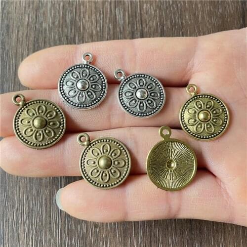 15pcs antique silver, gold and bronze flower-shaped pendants DIY handmade necklaces bracelet connecting pieces wholesale jewelry