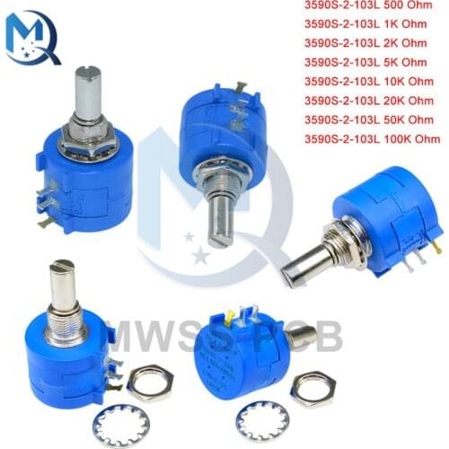 3590S Series +/-5% Potentiometer 500 1K 2K 5K 10K 20K 50K 100K Ohm Adjustable Resistor 101 102 103 104 201 202 203 501 502 503