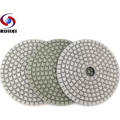RIJILEI 10PCS/Set 4 Inch Diamond Polishing Pads 100mm Wet White Polishing Pad For Stone Concrete Floor Free Shipping HC16