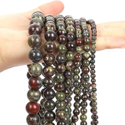 Wholesale Natural Stone Beads Smooth Bloodstone Round Loose Bead For DIY Jewelry Making Bracelet Handmade Craft 4/6/8/10/12MM