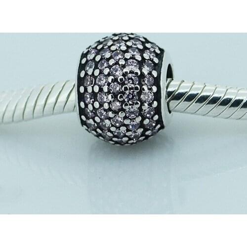 CKK 925 Sterling Silver Pave lights, Pink Charms Beads Original Jewelry Making Fits For Bracelet & Bangle