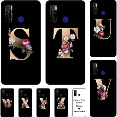 Flower 26 English Case For Tecno Camon 15 Air 15Air Name Letters Custom Initial Soft Silicone Phone Cover Capa