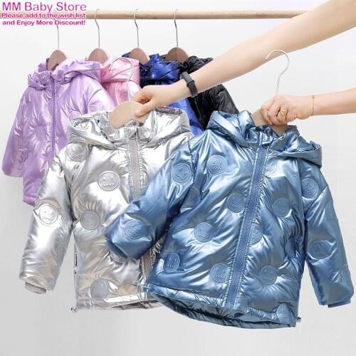 Children Winter Jacket For Kids Girls Silver Pink Black Boys Casual Hooded Coat Baby Clothing Outwear kids Parka Jacket Snowsuit