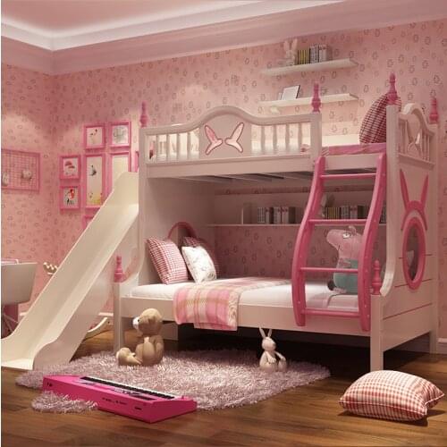 Upper and lower bed double bed adult simple modern student multifunctional girls bed with slide 1.5m